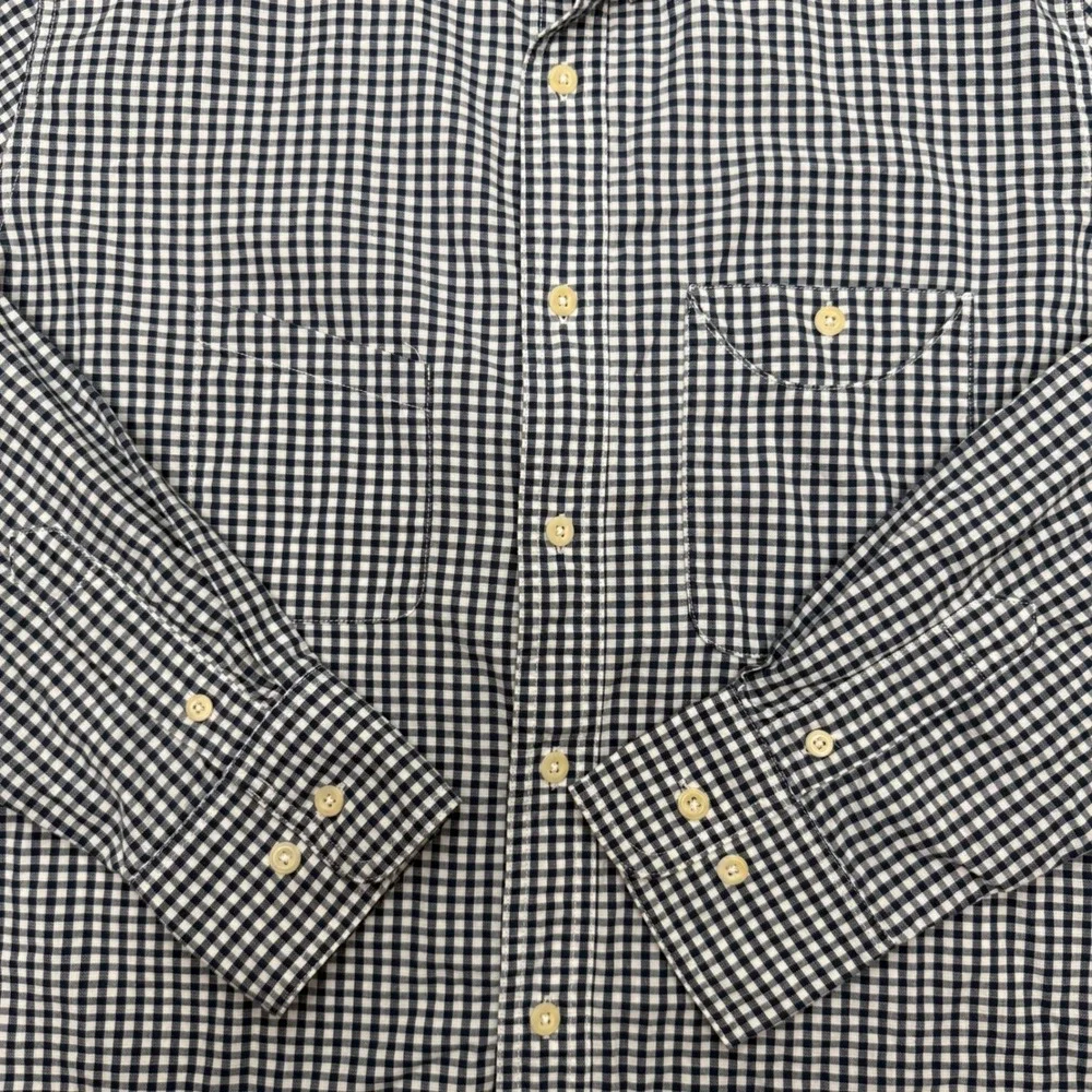Filson Button Down Shirt Mens Large L Navy Blue Gingham Check Cotton Workwear - Picture 2 of 8